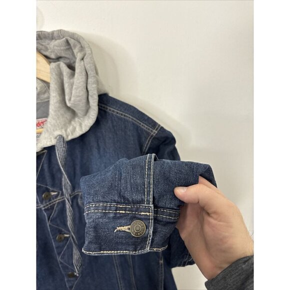 Vintage MWG Storm Rider Jean Denim Jacket Men XL Hooded Lined - Picture 2 of 8